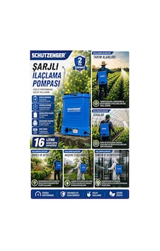 Şarjlı Sırt Tipi İlaçlama Pompası Akülü 16 Lt Makinesi Pro Turbo Tazikli Sch-2030w Mavi Şarjlı Sırt Tipi İlaçlama Pompası Akülü 16 Lt Makinesi Pro Turbo Tazikli Sch-2030w Mavi