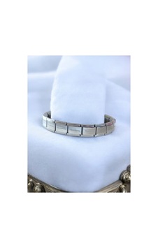İtalyan Charm Unisex Paslanmaz Gümüş Gri Bileklik Gümüş Gri