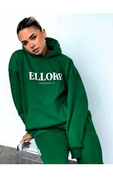 Yeşil Ellore Kadın Eşofman Takımı - Baskılı Oversize Yeşil Yeşil Ellore Kadın Eşofman Takımı - Baskılı Oversize Yeşil
