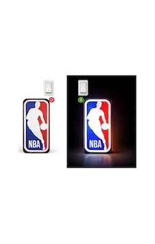 Led Işıklı Basketbol Logosu Duvar Tabelası 22x10 Cm Adaptörlü Dekoratif Işıklı Nba Pano Çok Renkli Çok Renkli