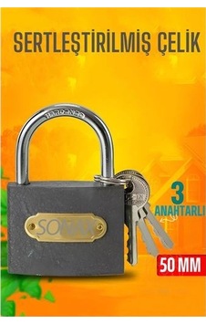 Çelik Asma Kilit 50 Mm 3 Anahtarlı Design 721039