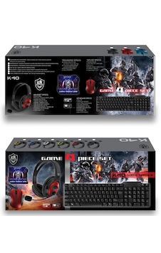 Powerstar K40 Oyuncu Kulak Üstü Kulaklık + Klavye Mouse + Mouse Ped Takım