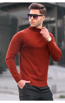Madmext Kiremit Slim Fit Yarım Balıkçı Yaka Erkek Triko Kazak 6343 Madmext Kiremit Slim Fit Yarım Balıkçı Yaka Erkek Triko Kazak 6343