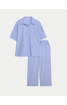 Marks & Spencer Cool Comfort Çiçekli Pijama Takımı T37006198X Mavi Marks & Spencer Cool Comfort Çiçekli Pijama Takımı T37006198X Mavi