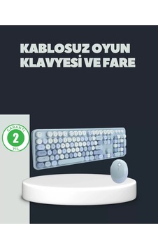 Home Retro Daktilo Stilli Kablosuz Klavye Mouse Seti Sessiz Ve Şık Home Retro Daktilo Stilli Kablosuz Klavye Mouse Seti Sessiz Ve Şık