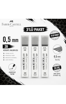 Faber-castell Super Fine Min 0.5 Mm 2b Versatil Kalem Ucu 3 Adet 0.5 Mm 75 Mm 24 Uç Kırılmaya Dayanıklı