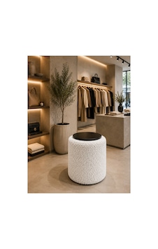 Premium Ahşap Üstlü Yuvarlak Bukle Puf Modern Beyaz - 878843025 Beyaz Premium Ahşap Üstlü Yuvarlak Bukle Puf Modern Beyaz - 878843025 Beyaz