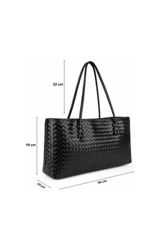Nura Collection Kadın Örgü Desenli Tote Omuz Çantası - Siyah - 895066122 Siyah Nura Collection Kadın Örgü Desenli Tote Omuz Çantası - Siyah - 895066122 Siyah