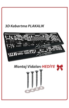 Kemal Atatürk İmzalı 2 Adet Kabartmalı Siyah Oto Araç Plakalık