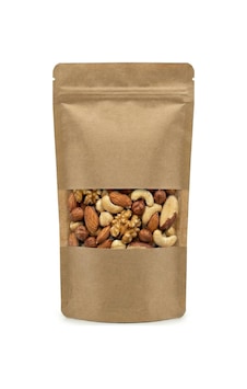 Meldoro Pencereli Kraft Doypack Kilitli Poşet 13x22,5 Cm - 50 Adet - Dik Duran Kilitli Torba, Orta Boy Yaklaşık 250 Gr Malzeme İçin Kahverengi