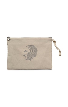Atatürk Ey Türk Gençliği Portresi Krem Clutch Astarlı Cüzdan / El Çantası