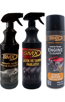 Susuz Motor Temizleme Spreyi + Lastik Ve Tampon Parlatıcı + Seramik Katkılı Hızlı Ve Pratik Cila