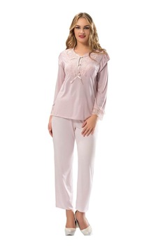 Sistina Bayan Ekru Dantelli Penye Uzun Kollu Pijama Takımı 1567 Ekru Sistina Bayan Ekru Dantelli Penye Uzun Kollu Pijama Takımı 1567 Ekru