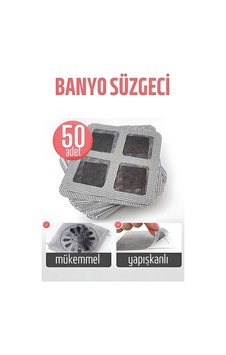 Hubrendy Çer Banyo Gider Süzgeci 50 Adet Yapışkanlı Filtre, 10x10 Cm
