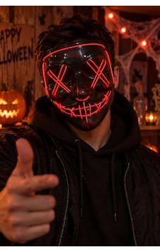 Cadılar Bayramı Kırmızı Neon Işıklı Purge Maske Led Korku Maskesi Tüm Yaşlar Cadılar Bayramı Kırmızı Neon Işıklı Purge Maske Led Korku Maskesi Tüm Yaşlar