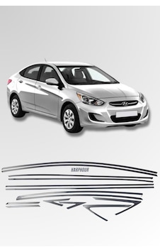 Hyundai Accent Blue Tam Tur Krom Cam Çıtası 14 Parça Paslanmaz Hyundai Accent Blue Tam Tur Krom Cam Çıtası 14 Parça Paslanmaz