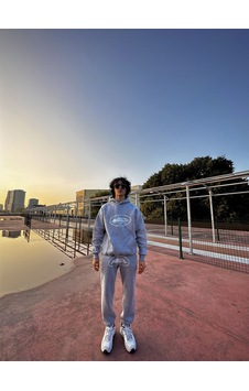 Minus Corteiz Baskılı Unisex Hoodie Takım Sokak Giyim Tarzı Rsatk004 Gri