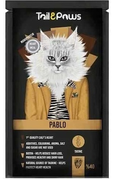 Tail Paws Pablo Yürekli Pouch Kedi Maması 80 G Tail Paws Pablo Yürekli Pouch Kedi Maması 80 G