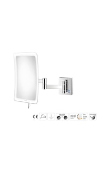 Ayna, Led Işıklı, Çift Kollu, Kare, Dokunmatik, Ip44, 3x - Krom Ayna, Led Işıklı, Çift Kollu, Kare, Dokunmatik, Ip44, 3x - Krom