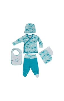 Ecocotton Turna Bebek Zıbın Seti 5'li Beyaz-turkuaz 0-3 Ay - 0-3 Ay Beyaz Ecocotton Turna Bebek Zıbın Seti 5'li Beyaz-turkuaz 0-3 Ay - 0-3 Ay Beyaz