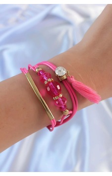 Buğz Pembe Zirkon Taşlı İpli Püskül Detay Çoklu Bileklik Diğer Buğz Pembe Zirkon Taşlı İpli Püskül Detay Çoklu Bileklik Diğer