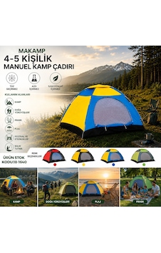 4-5 Kişilik Toz Geçirmez 200cmx200cmx135cm Manuel Kamp Çadır Herhangi Bir Renk Gönderilir 4887 4-5 Kişilik Toz Geçirmez 200cmx200cmx135cm Manuel Kamp Çadır Herhangi Bir Renk Gönderilir 4887
