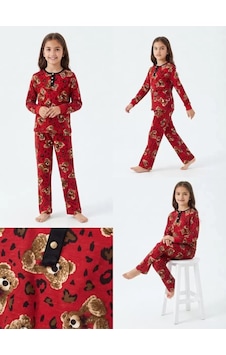 Veraura Lifestyle 6/14 Yaş Ayıcık Baskılı Pamuk Penye Çocuk Pijama Takımı Kırmızı Veraura Lifestyle 6/14 Yaş Ayıcık Baskılı Pamuk Penye Çocuk Pijama Takımı Kırmızı