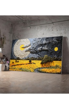 Kanvas Tablo Yıldızlı Gece Üzerinde Buğday Tarlası Yaglı Boya Görünümlü Dekoratif Kanvas Tablo 30 X 40 Kanvas Tablo Yıldızlı Gece Üzerinde Buğday Tarlası Yaglı Boya Görünümlü Dekoratif Kanvas Tablo 30 X 40