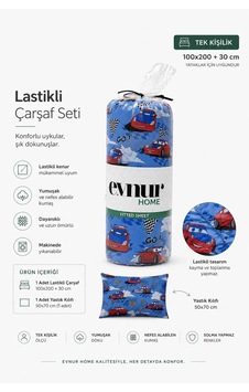 Araba Desenli Tek Kişilik Lastikli Çarşaf Seti Çok Renkli Araba Desenli Tek Kişilik Lastikli Çarşaf Seti Çok Renkli