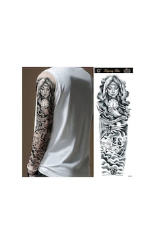 Kolu Kaplayan Büyük Boy Geçici Dövme - Ağlayan Rahibe Ve Mum Figürlü Su Geçirmez Tattoo Sticker Kolu Kaplayan Büyük Boy Geçici Dövme - Ağlayan Rahibe Ve Mum Figürlü Su Geçirmez Tattoo Sticker