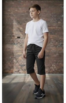 Black Steel Garson Boy Gabardin Kumaş Erkek Kapri Siyah Black Steel Garson Boy Gabardin Kumaş Erkek Kapri Siyah