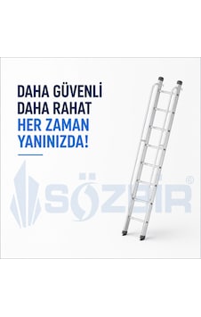 Sözbir 3 Mt Korkuluk Kancalı Alumınyum Merdiven 3 Mt Kadar Uzanan