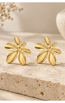 Kadın Gold Pürüzsüz Çiçek Model Statement Küpe - Heykelsi Vintage Çivi Küpe Kadın Gold Pürüzsüz Çiçek Model Statement Küpe - Heykelsi Vintage Çivi Küpe