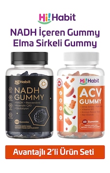 Hi Habit Nadh & Elma Sirkesi Gummy B12 Q10 Folik Asit 2x60 Hi Habit Nadh & Elma Sirkesi Gummy B12 Q10 Folik Asit 2x60