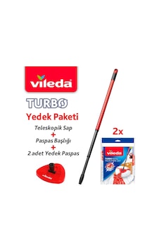 Vileda Turbo Sap + Classic Üçgen Başlık + 2'li Turbo 2 in 1 Yedek Paspas