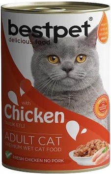 Bestpet Tavuk Etli Parça ve Jöleli Konserve Yetişkin Kedi Maması 6 x 400 G Bestpet Tavuk Etli Parça ve Jöleli Konserve Yetişkin Kedi Maması 6 x 400 G
