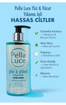 Pella Luce Hassas Ciltler İçin Yüz & Vücut Yıkama Jeli 400 ML