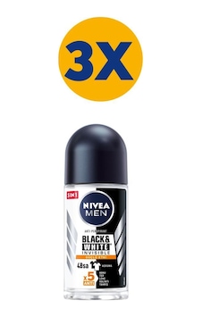 Nivea Men Black & White Invisible Güçlü Etki Erkek Roll-On Deodorant 3 x 50 ML Nivea Men Black & White Invisible Güçlü Etki Erkek Roll-On Deodorant 3 x 50 ML