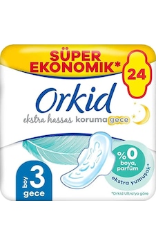 Orkid Hijyenik Ped Extra Hassas Koruma Dörtlü Gece 24'lü Orkid Hijyenik Ped Extra Hassas Koruma Dörtlü Gece 24'lü