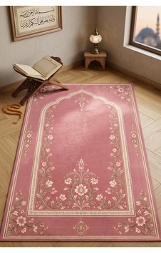 Pembe Klasik Desenli Dijital Baskı Seccade Geleneksel Motifli Namaz Seccadesi Pembe Klasik Desenli Dijital Baskı Seccade Geleneksel Motifli Namaz Seccadesi