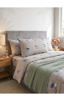 Stitch Tek Kişilik Nevresim Takımı Açık Gri
