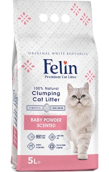 Felin Bebek Pudrası Kokulu Bentonit Topaklaşan Kedi Kumu 5 L Felin Bebek Pudrası Kokulu Bentonit Topaklaşan Kedi Kumu 5 L