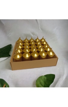 Bar Mum 25li Paket Altın Varaklı Altın Bar Mum 25li Paket Altın Varaklı Altın