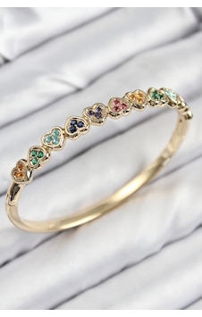 Pirinç Renkli Zirkon Taşlı Sıralı Kalp Model Gold Renk Kadın Kelepçe Pirinç Renkli Zirkon Taşlı Sıralı Kalp Model Gold Renk Kadın Kelepçe