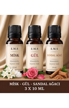 Misk - Gül - Sandal Ağacı Esansiyel Uçucu Yağ Buhurdanlık Yağı Difüzör Esansı Oda Kokusu Mum Esansı 3 X 10 Ml. Karışık Misk - Gül - Sandal Ağacı Esansiyel Uçucu Yağ Buhurdanlık Yağı Difüzör Esansı Oda Kokusu Mum Esansı 3 X 10 Ml. Karışık