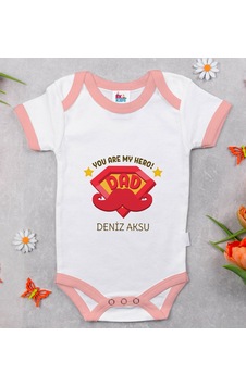 Bk Gift Bk Kids Kişiye Özel Pembe Bebek Body Zıbın - Model 16
