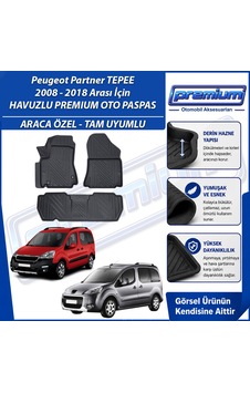 Peugeot Partner Paspas Araca Özel 2008-2018 Derin Havuzlu Premium Oto Paspas Peugeot Partner Paspas Araca Özel 2008-2018 Derin Havuzlu Premium Oto Paspas