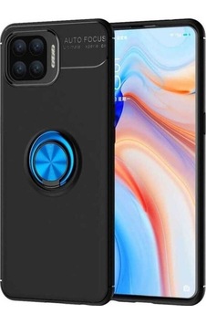 Oppo Reno 4 Lite Kılıf Zore Ravel Silikon Kapak Siyah-Mavi Oppo Reno 4 Lite Kılıf Zore Ravel Silikon Kapak Siyah-Mavi