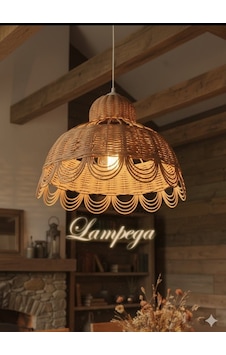Lampega Rattan Bambu Hasır Avize Bej Lampega Rattan Bambu Hasır Avize Bej