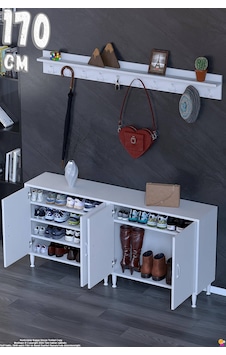 Zeta Portmanto Vestiyer Ayakkabılık Duvar Askılı Kapaklı 6 Bölmeli Hol Antre Çok Amaçlı Dolap 170 Cm Zeta Portmanto Vestiyer Ayakkabılık Duvar Askılı Kapaklı 6 Bölmeli Hol Antre Çok Amaçlı Dolap 170 Cm